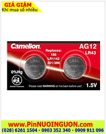 Pin AG12 186 LR43 _Pin cúc áo 1.5v Alkaline Camelion AG12 186 LR43 _viên